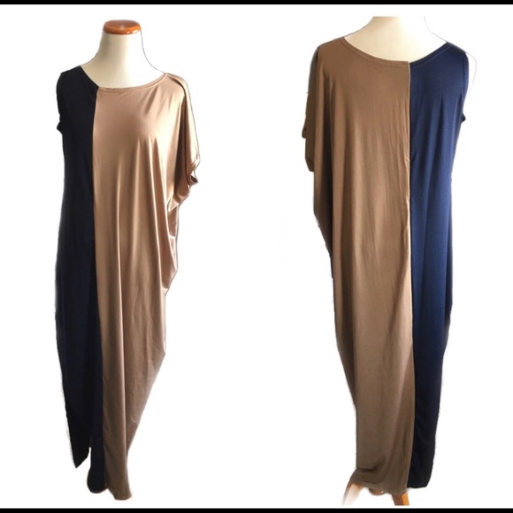 Stylish off the shoulder 2 toned maxi dress
